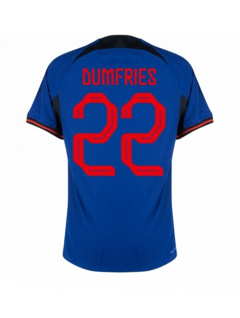Nederländerna Denzel Dumfries #22 Replika Borta Kläder VM 2022 Kortärmad